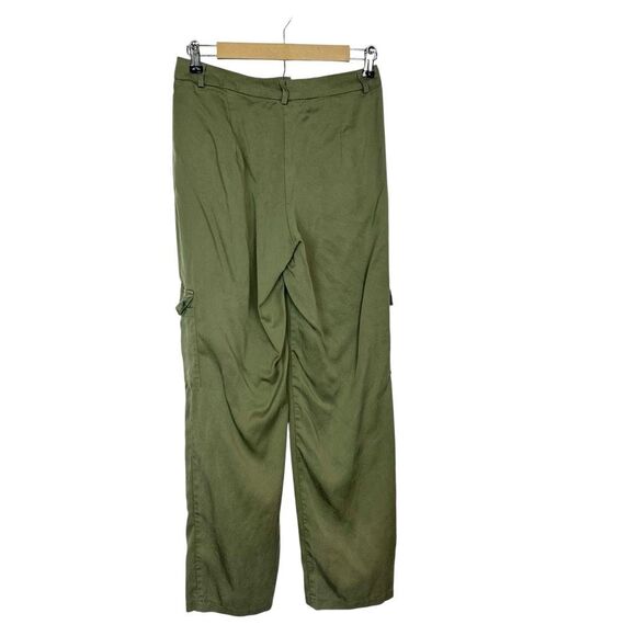 Superdown Mae Cargo Pants Womens Small Olive Green High Rise Silky Satin Tencel - Picture 2 of 16